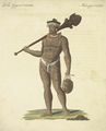 Ein Nukahiwer mit einer Keule und Kalebasse