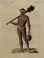 Ein Nukahiwer mit einer Keule und Kalebasse
